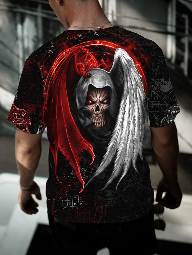 T-shirt imprimé ange démon Reborn pour hommes 