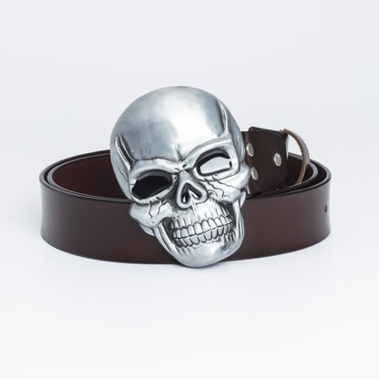 Vintage Large Skull Buckle Men Belt