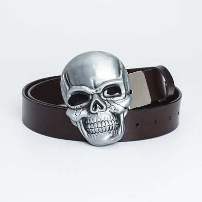 Vintage Large Skull Buckle Men Belt