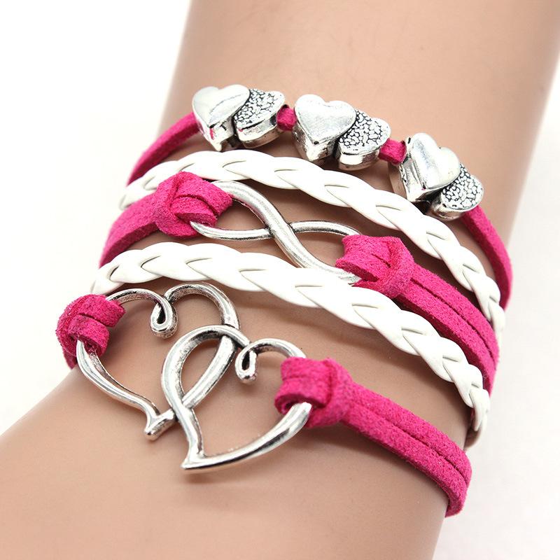 Vintage Double Heart Braided  Bracelet