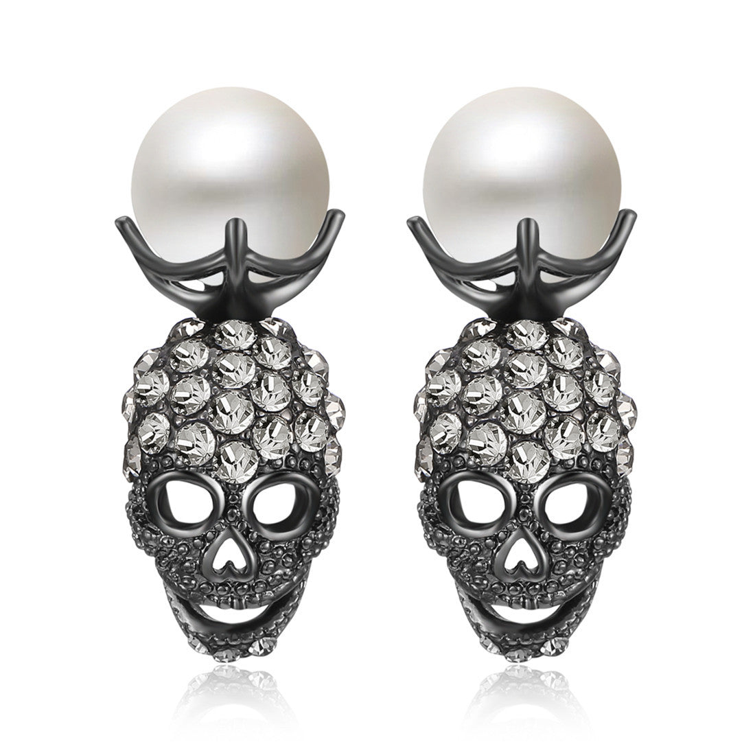 Punk Skull Rhinestone Ear Studs