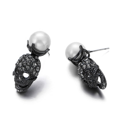 Punk Skull Rhinestone Ear Studs