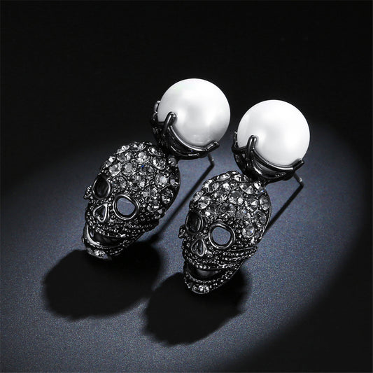 Punk Skull Rhinestone Ear Studs