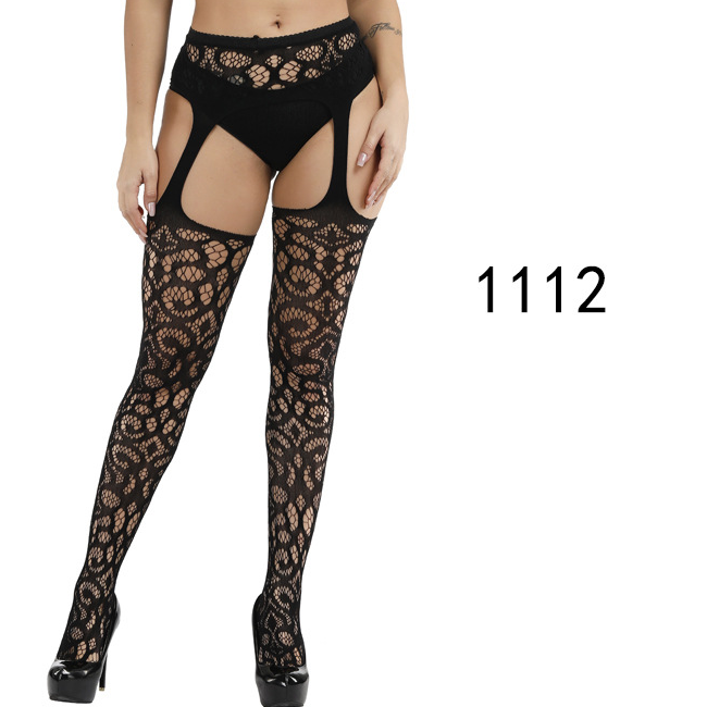 Sexy Lace Suspender Jacquard Hollow Fishnet Stockings