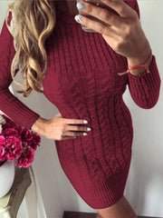 Sexy knitted female sweater bodycon dress