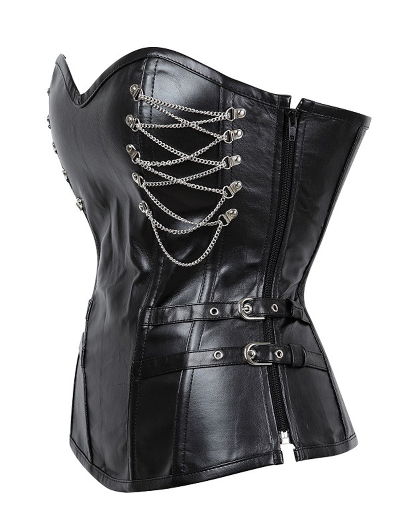 Punk Chains Buckle PU Corset