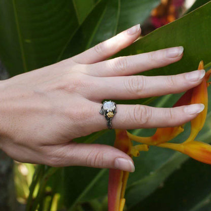 Vintage Style Roses Leaves Ring