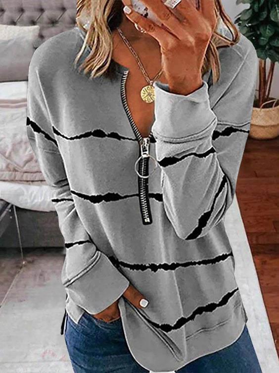 Front Zipper Women's Casual Shirt