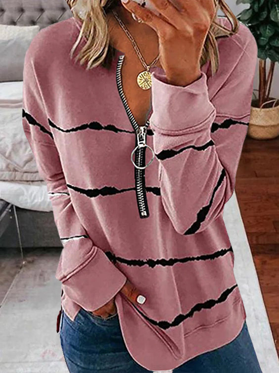 Front Zipper Women's Casual Shirt