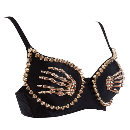 Punk Sexy Rivet Hand Bone Women's Bra