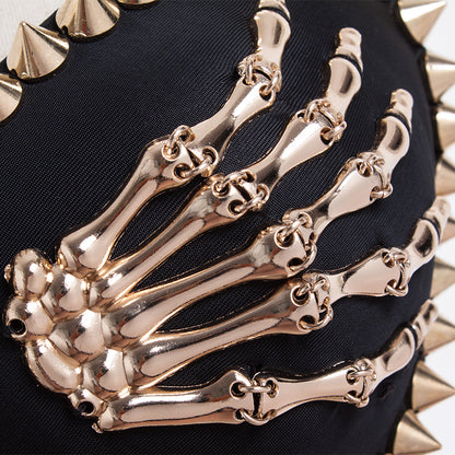 Punk Sexy Rivet Hand Bone Women's Bra