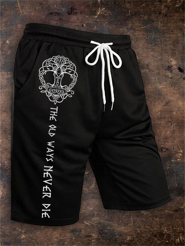 Men's The Old Ways Never Die Mjolnir Tree Of Life Shorts