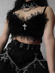 Women's lace lace wrap chest slim strap top