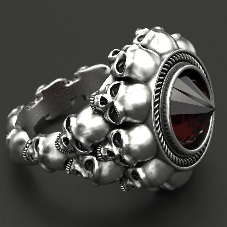 Punk Style Skull Gemstone Ring