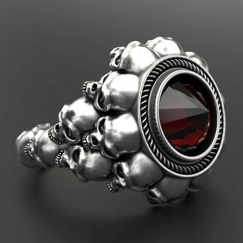 Punk Style Skull Gemstone Ring