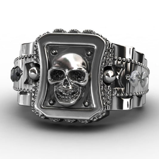 Bague tête de mort style punk pour hommes 