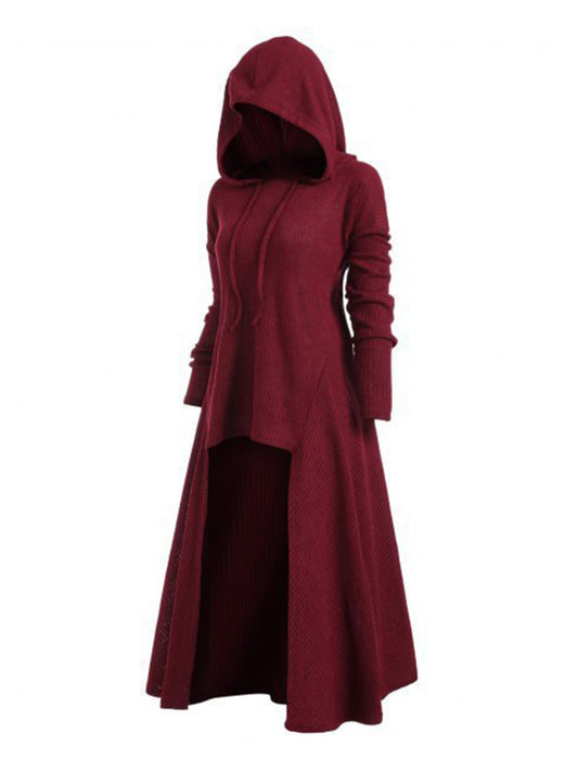 Robe de grande taille à capuche décontractée, ample, extensible, sorcière, manteau de couleur unie 