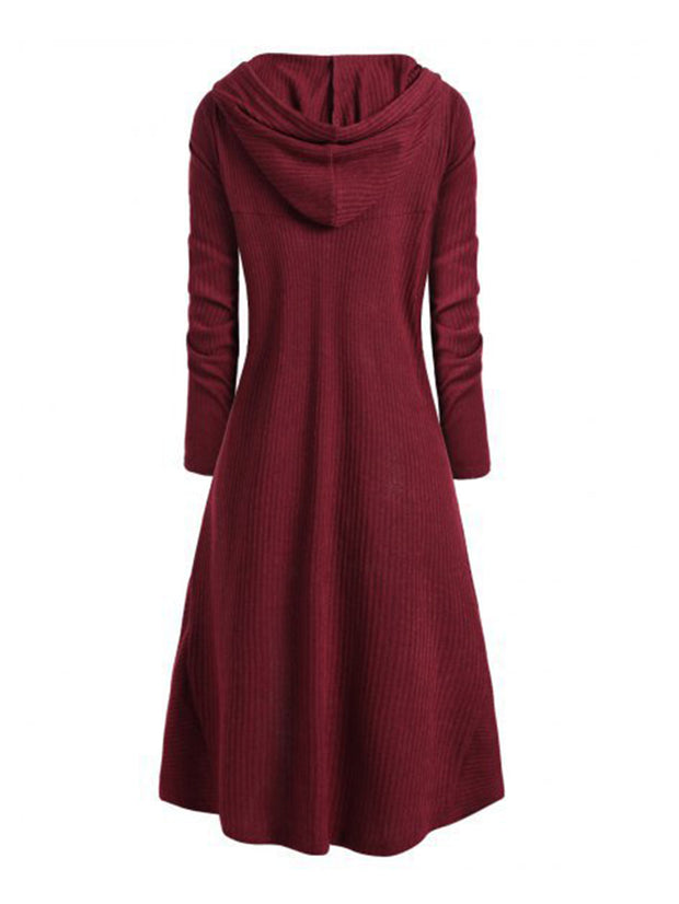 Plus Size Kleid mit Kapuze, lässig, locker, Stretch, Hexe, einfarbiger Mantel 