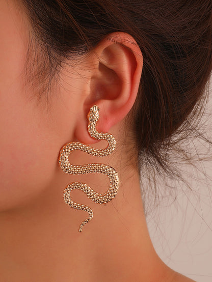 Snake Earrings Punk Metal Carved Snake Earrings