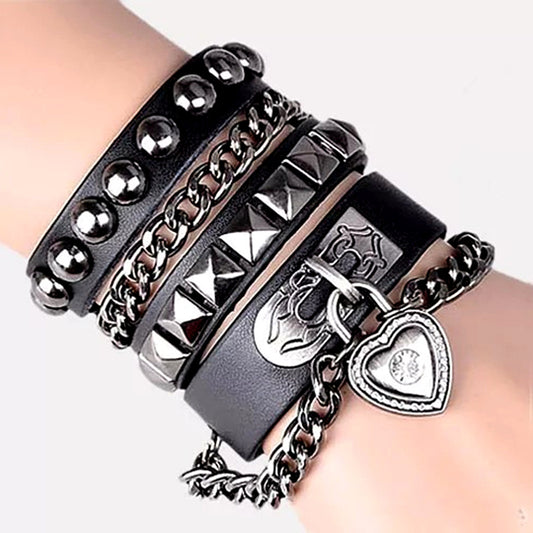 Bracelet pour hommes de style punk multicouche 