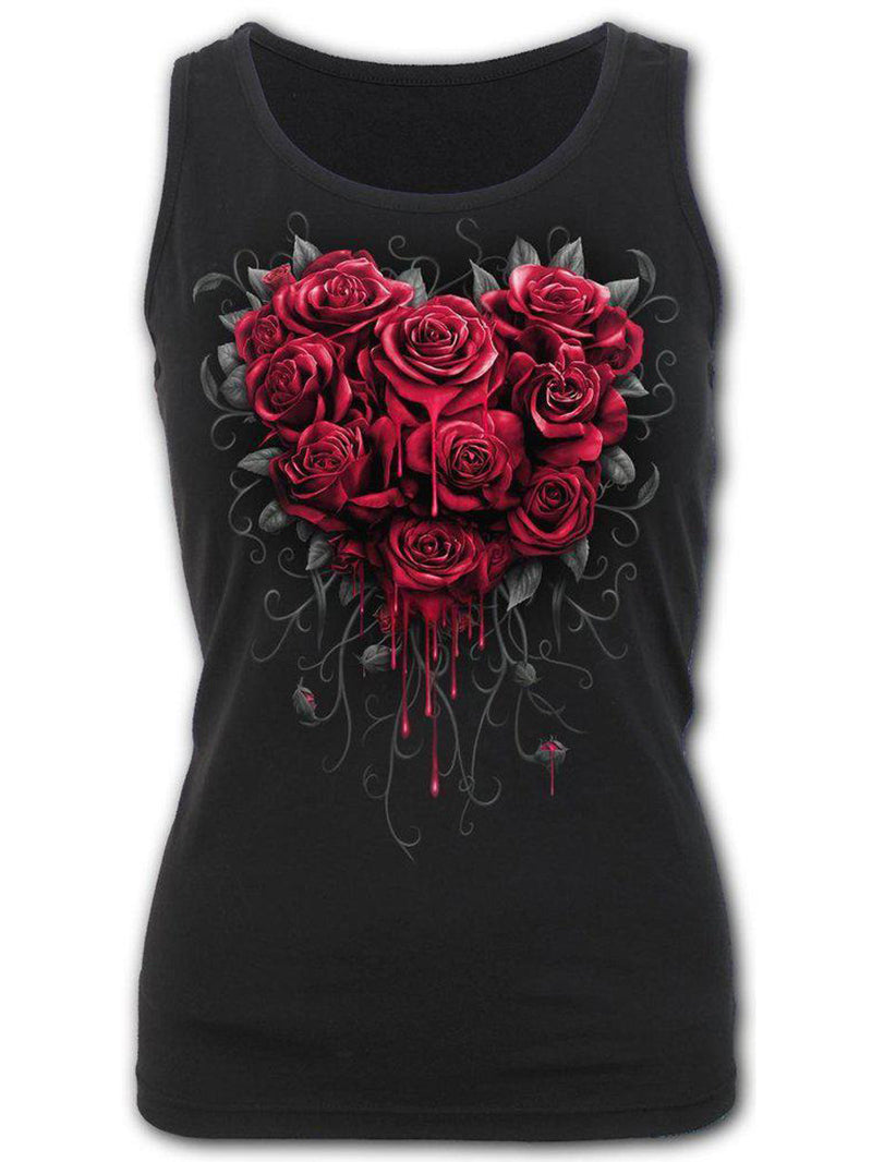 Rose Print Punk Retro Sexy Female Tank Top