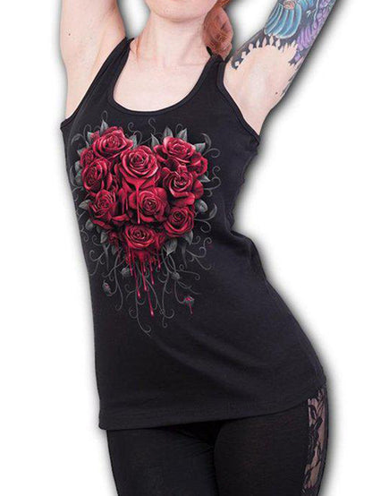 Rose Print Punk Retro Sexy Female Tank Top