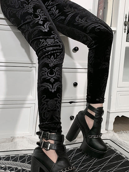 Gothic Samt Leggings für Damen 