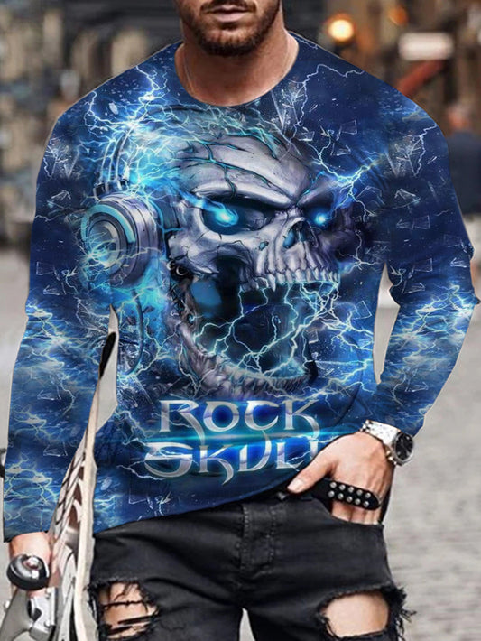 T-shirt à motif de style punk Rock Skull 