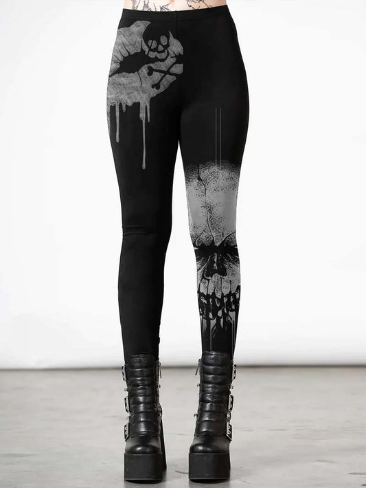 Leggings mit Lippen-Totenkopf-Print 