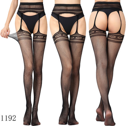 Sexy Lace Suspender Jacquard Hollow Fishnet Stockings