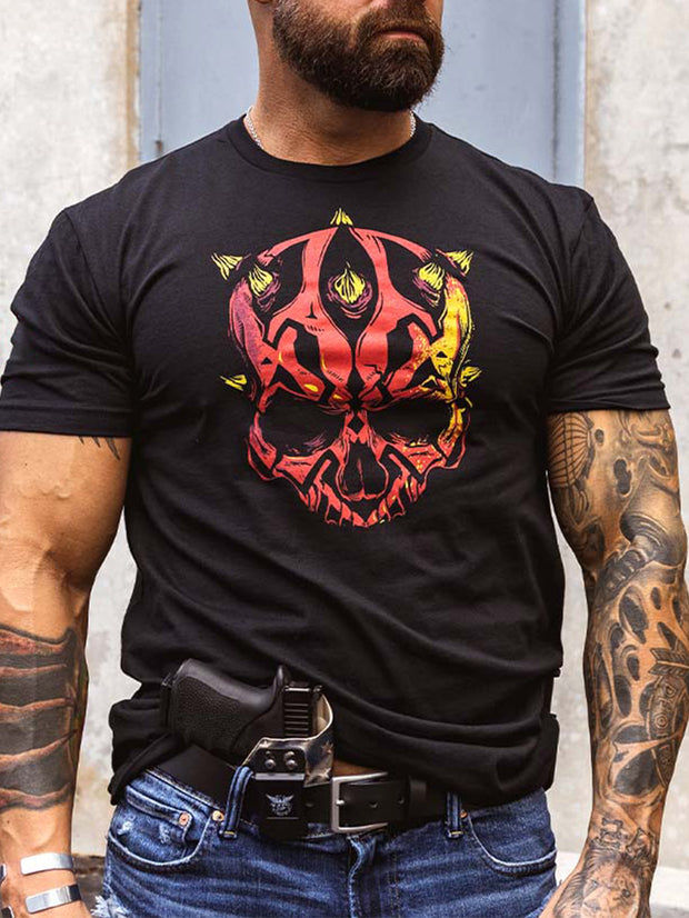 T-Shirt für Herren mit Aufdruck „Teufelsschädel“ 