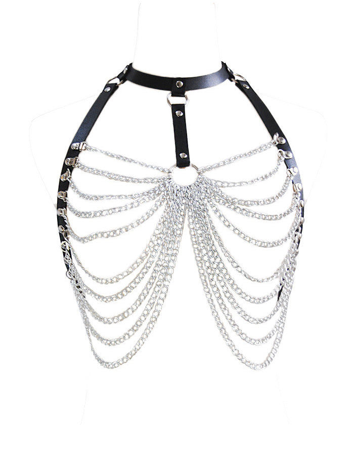 Punk PU Leather Multi-Layer Chain Body Chains