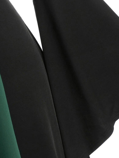 Kleid mit Schnürung, ausgestellten Ärmeln und unregelmäßigem Saum 