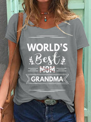 T-shirt manches courtes imprimé BEST GRANDMA pour femme 