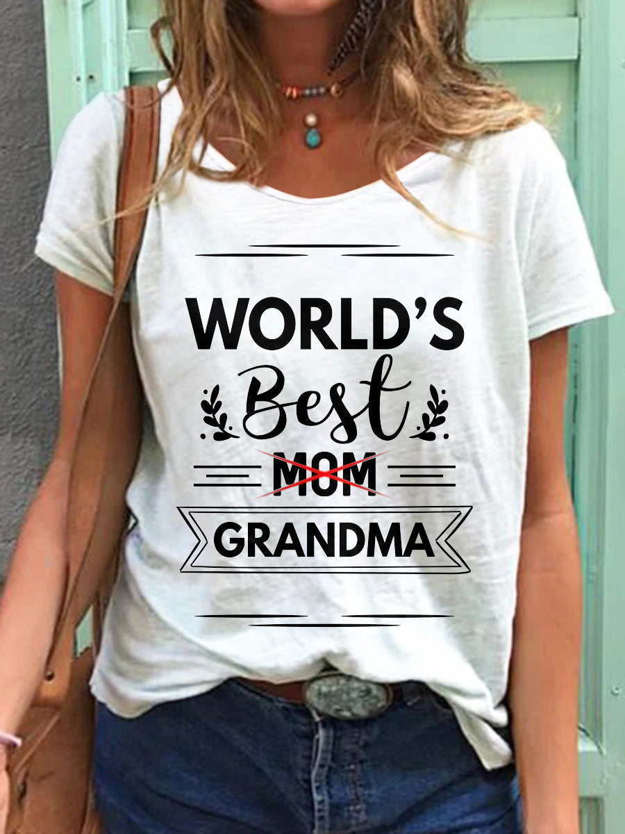 T-shirt manches courtes imprimé BEST GRANDMA pour femme 