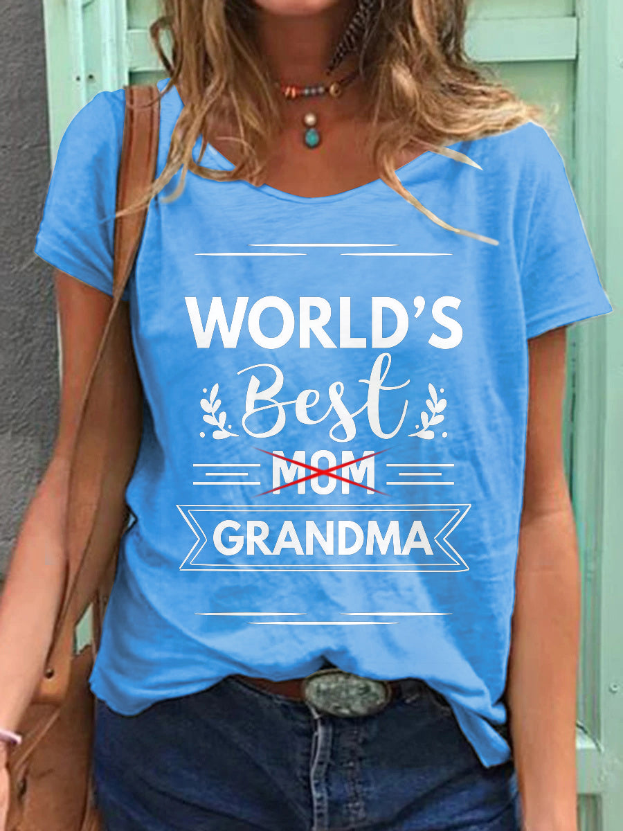 T-shirt manches courtes imprimé BEST GRANDMA pour femme 