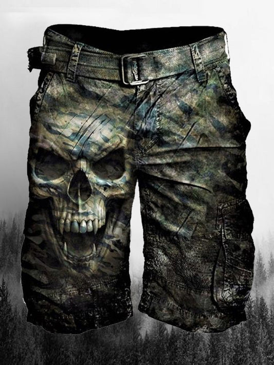 Taktische Cargo-Shorts mit Totenkopf-Print für Herren 