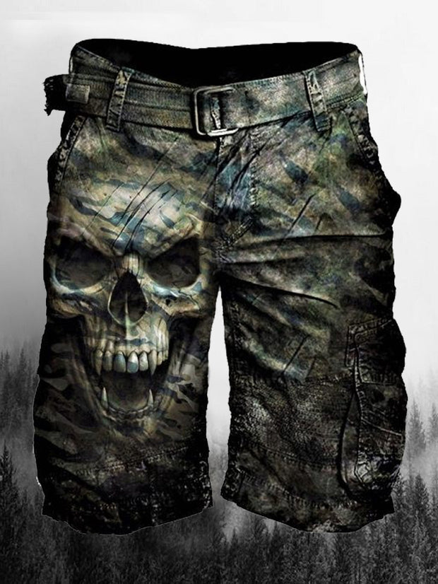 Men's Skull Printed Tactical Cargo Shorts