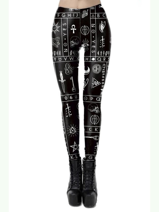 Leggings pour femmes imprimés signe mystérieux punk 