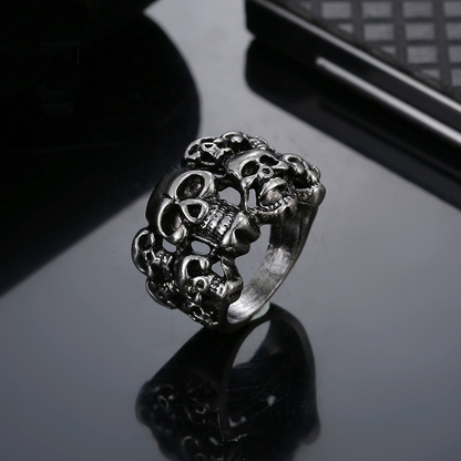 Bague Homme Punk Multi Crânes 