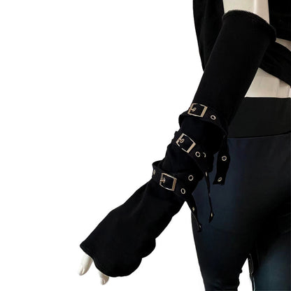 Punk Cycling Buckled Half Fingers Gloves