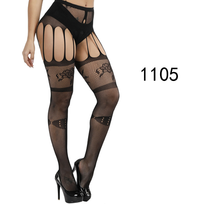 Sexy Lace Suspender Jacquard Hollow Fishnet Stockings