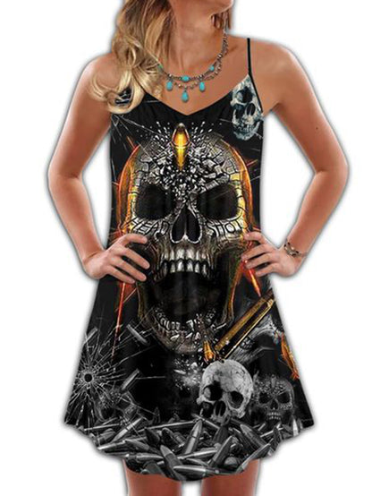 Skull Printed Punk Cami Dress