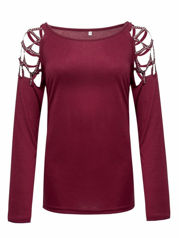 Long Sleeve Top with Studs and Diamonds