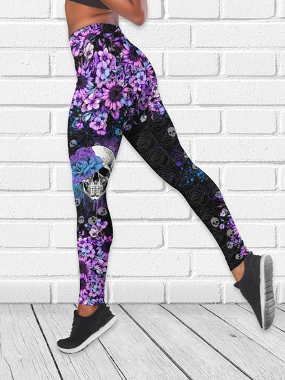 Skull And Flower Tanktop And Leggings