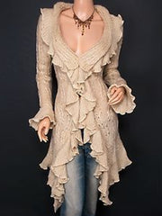 Lace Flared Sleeve Knitted Cardigan
