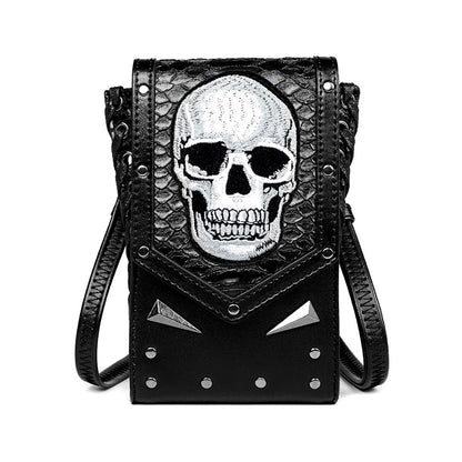 Modische Tasche im Punk-Stil mit Totenkopf-Stickerei 