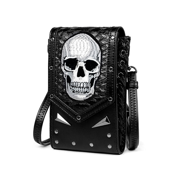 Skull Embroidered Fashion Punk Style Bag