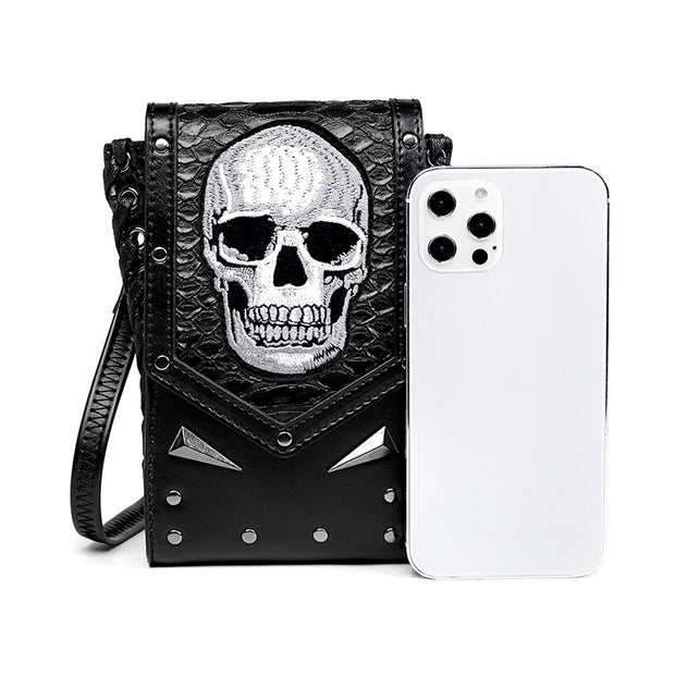 Skull Embroidered Fashion Punk Style Bag