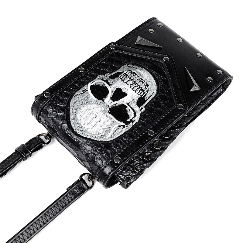 Skull Embroidered Fashion Punk Style Bag